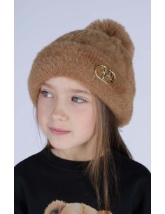 Cappello pompon cammello